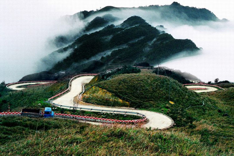A winding road on the scenic Hai Van Pass