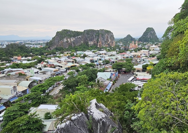 A view from inside a cave at the Marble Mountains