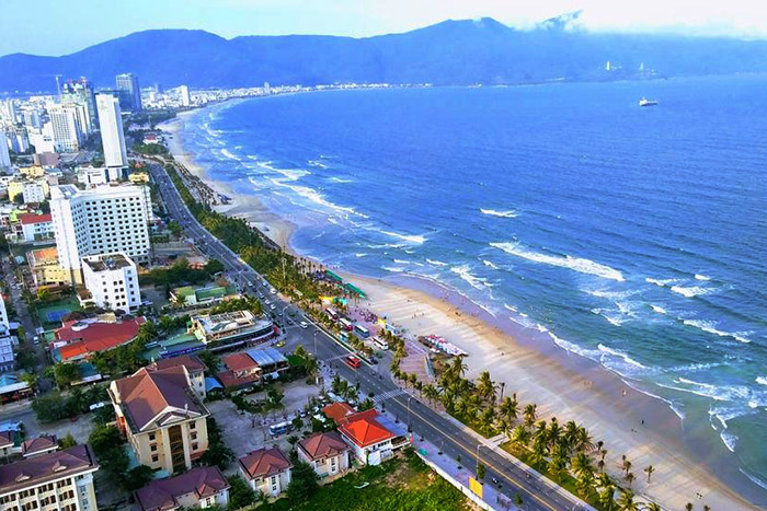 The long, sandy expanse of My Khe Beach