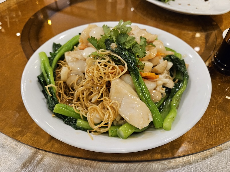 A delicious meal of fresh seafood served on a cruise