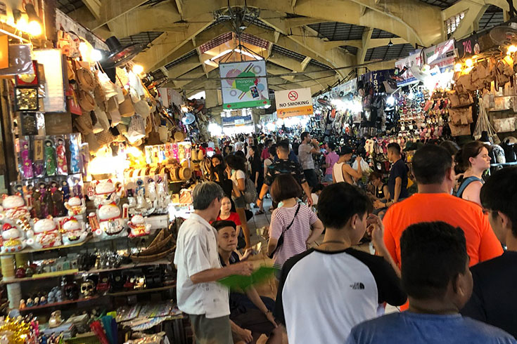 The bustling interior of Ben Thanh Market