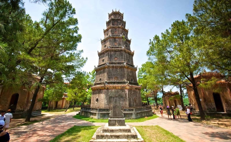 The seven-story Thien Mu Pagoda overlooking the Perfume River