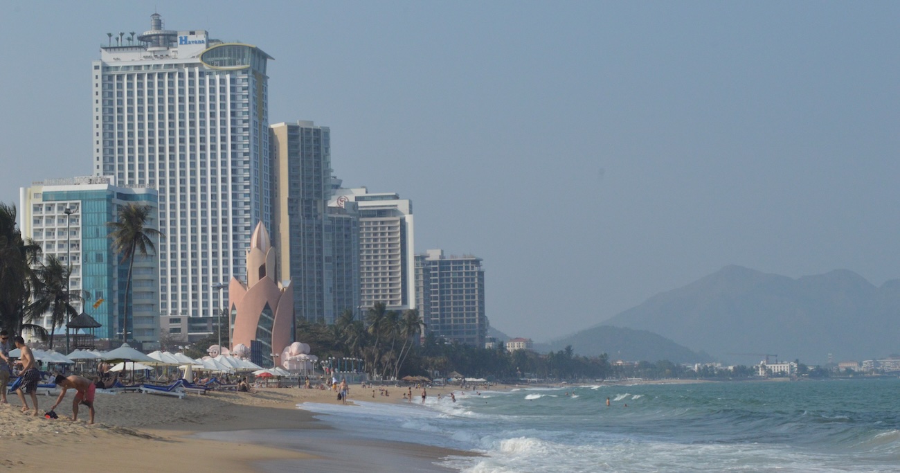 A stunning aerial view of the Nha Trang coastline and city