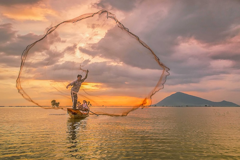 A serene view of the vast Dau Tieng Lake